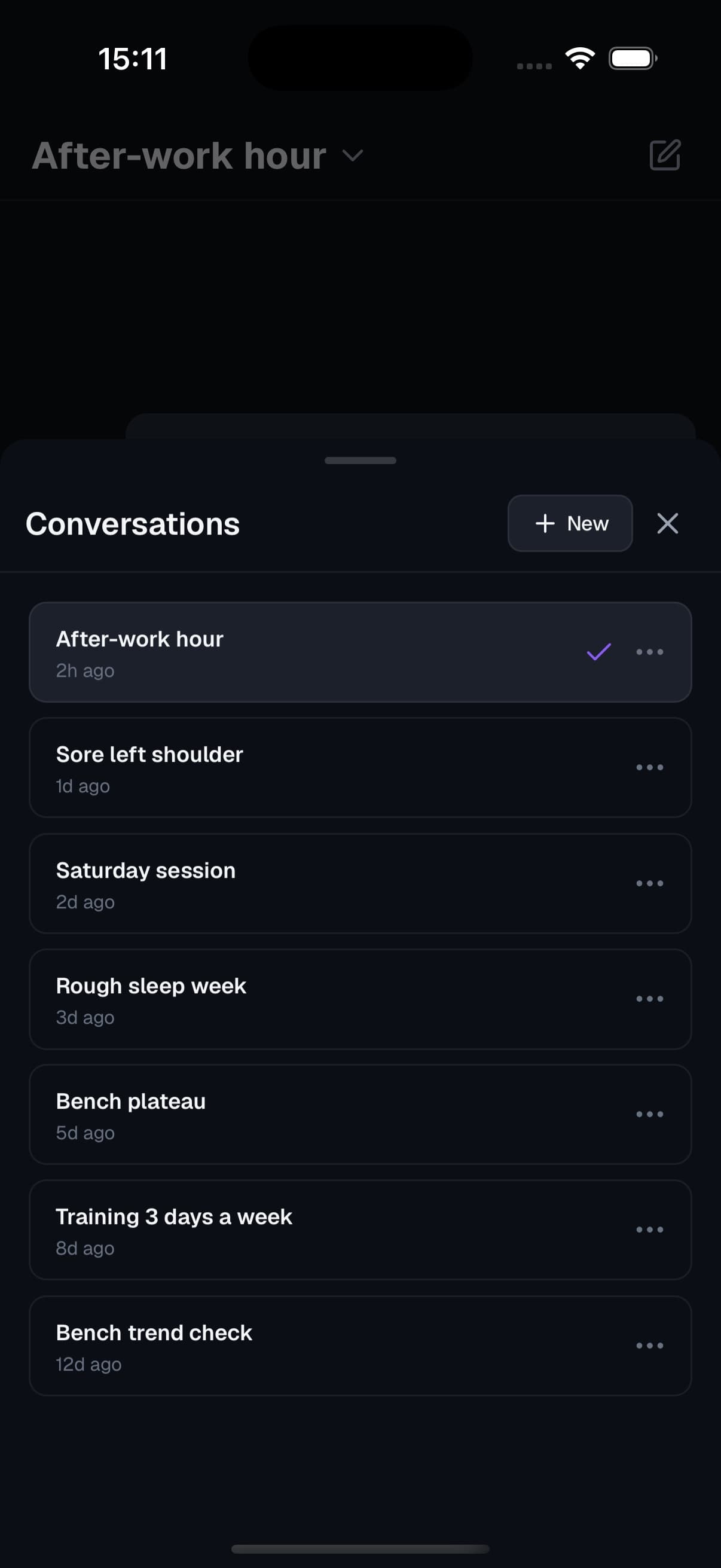 Conversation list with separate threads for training and recovery